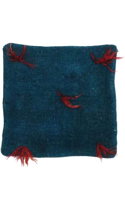 1 x 1 Vintage Blue Turkish Wool Rug Pillow Cover 53641