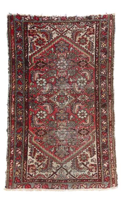 2 x 3 Antique-Worn Persian Hamadan Rug 78965