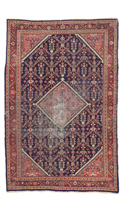 4 x 6 Distressed Antique Persian Mahal Rug 77011