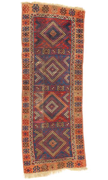 3 x 8 Antique Tribal Turkish Yuruk Rug 78935