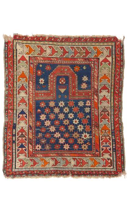 3 x 4 Antique Caucasian Kazak Prayer Rug 78977