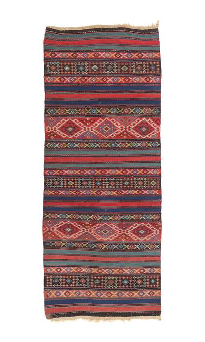 3 x 7 Antique Caucasian Shahsavan Jajim Kilim Rug 78950