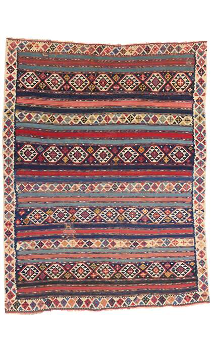 7 x 8 Antique Caucasian Shirvan Kilim Rug 78952