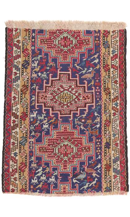 3 x 4 Antique Caucasian Tribal Soumak Rug 78942