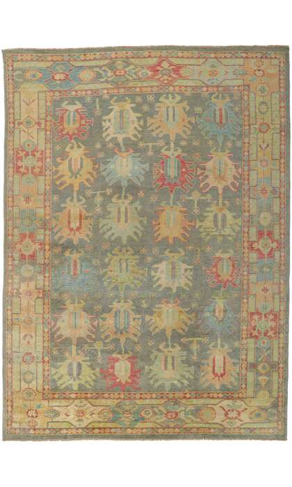 9 x 12 Colorful Gray Oushak Rug 80736