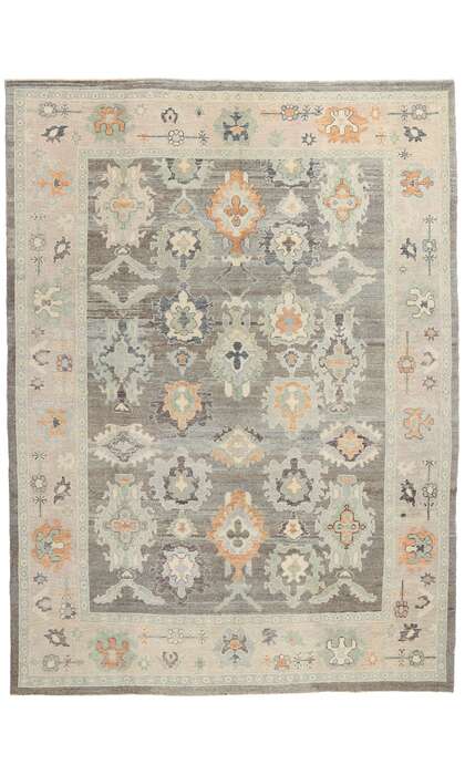 10 x 14 Modern Blue-Gray Turkish Oushak Rug 53953