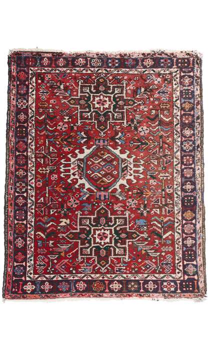 4 x 5 Vintage Persian Karaja Heriz Rug 78968