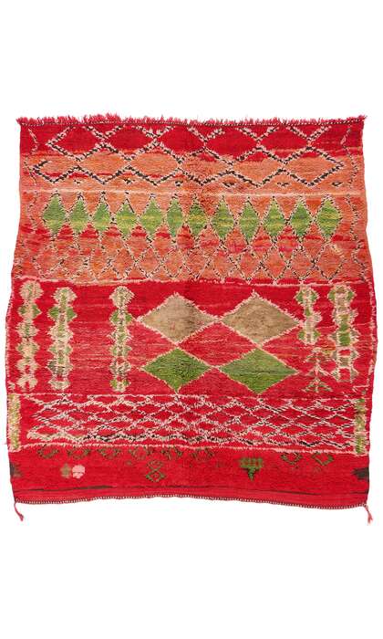 6 x 6 Vintage Red Beni M'Guild Moroccan Rug 74771