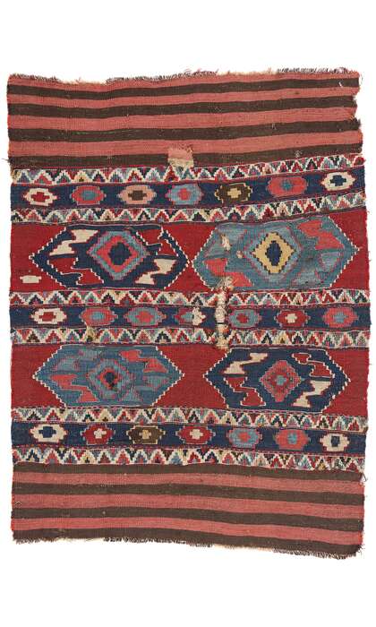 3 x 4 Antique-Worn Caucasian Shirvan Kilim Rug 78996