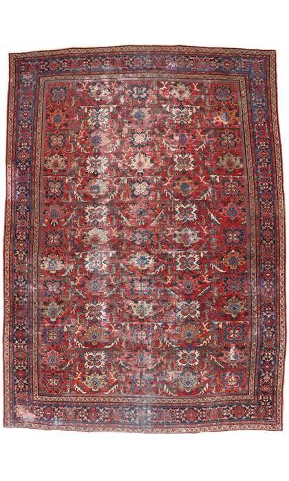 12 x 16 Distressed Antique-Worn Persian Mahal Rug 78956