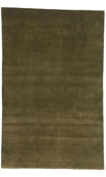 5 x 8 Solid Olive Green Modern Rug 31169