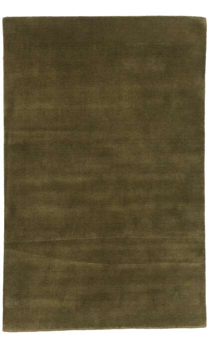 5 x 8 Solid Olive Green Modern Rug 31173