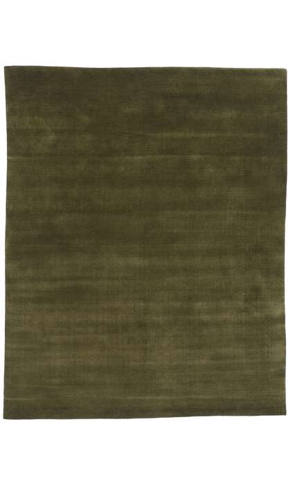 7 x 9 Solid Olive Green Modern Rug 31178