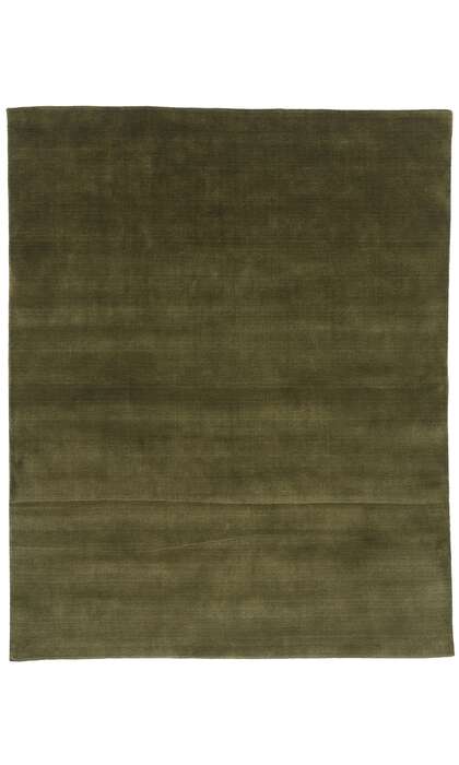 7 x 9 Solid Olive Green Modern Rug 31179