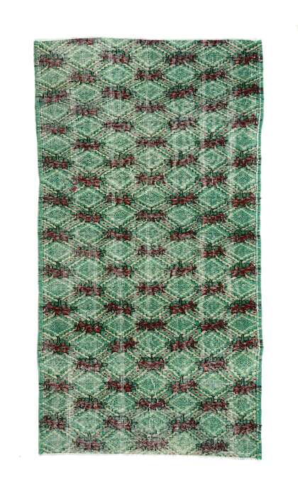 3 x 6 Distressed Vintage Green Turkish Sivas Rug 51911