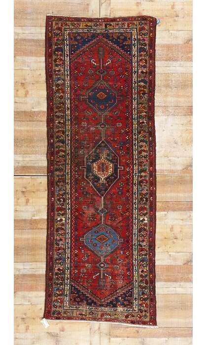 4 x 10 Distressed Antique Persian Malayer Rug Runner 79000