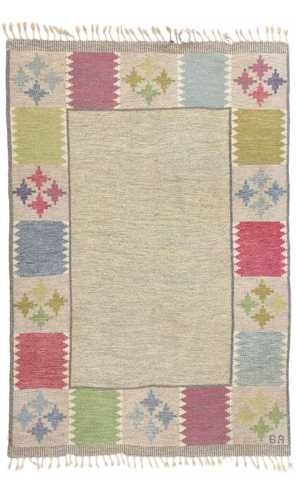 5 x 8 Bitte Ahlgren Vintage Swedish Scandinavian Rollakan Rug 79048