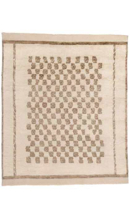 8 x 10 Organic Modern Checkered Moroccan High-Low Rug 31193