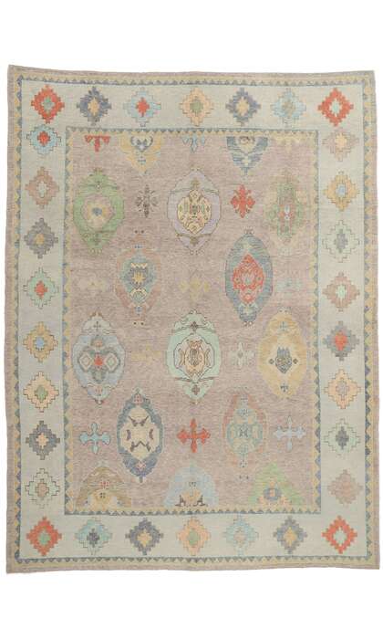 10 x 13 Modern Colorful Turkish Oushak Rug 53957