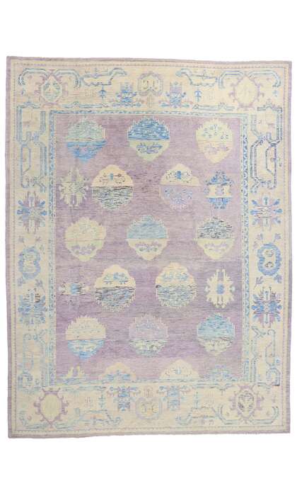 10 x 14 Modern Lavender Turkish Oushak Rug 53978