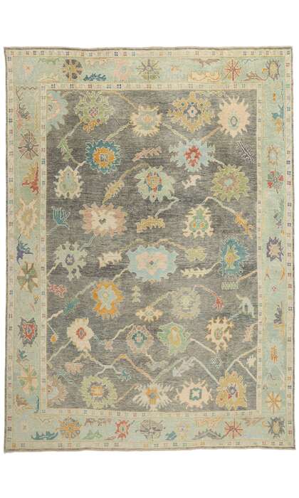 10 x 14 Modern Colorful Turkish Oushak Rug 53958