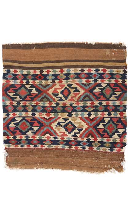 3 x 3 Distressed Antique-Worn Caucasian Shirvan Kilim Rug 78998