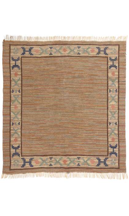 7 x 7 Vintage Swedish Scandinavian Rollakan Rug 79054