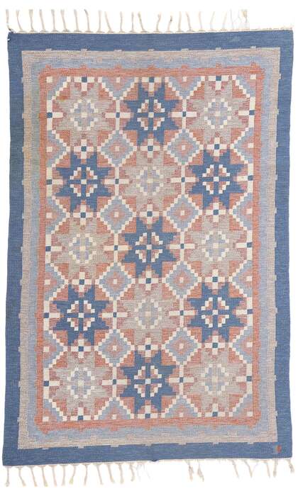 5 x 8 Erik Lundberg Vintage Swedish Scandinavian Rollakan Rug 79061