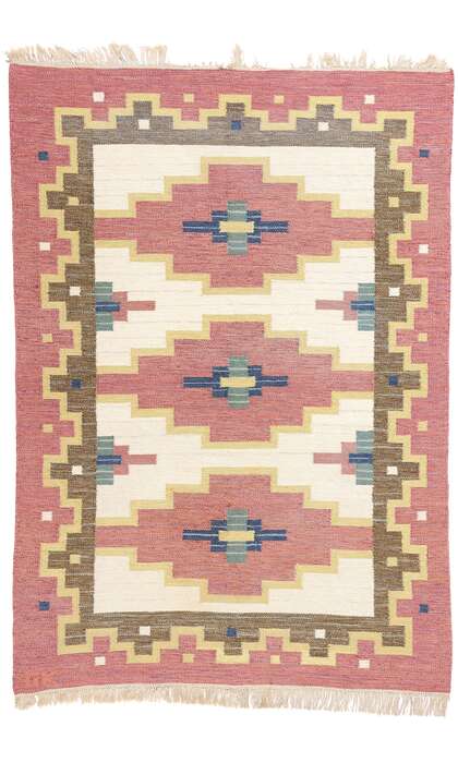 5 x 8 Greta Kruse Vintage Swedish Scandinavian Rollakan Rug 79038