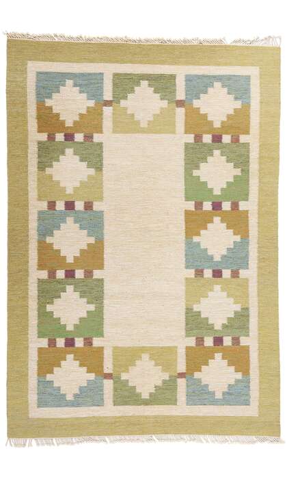 7 x 10 Ida Rydelius Vintage Swedish Scandinavian Rollakan Rug 79031