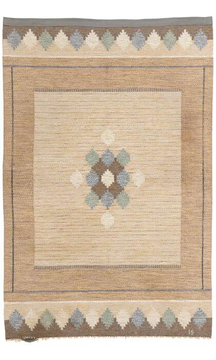 4 x 7 Ingegerd Silow Vintage Swedish Scandinavian Rollakan Rug 79059