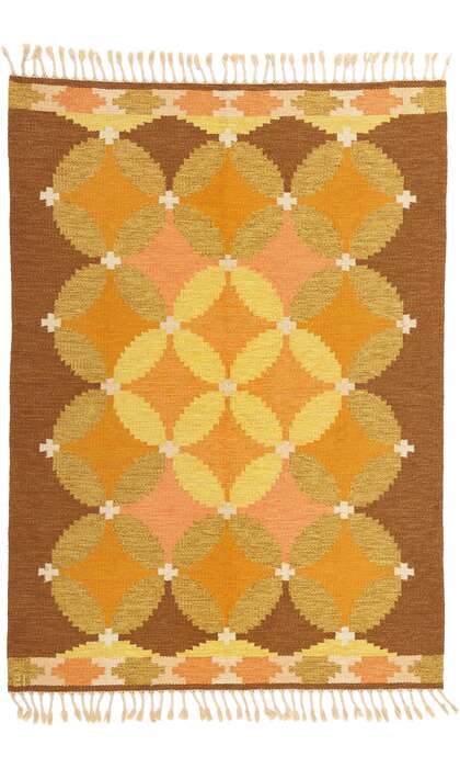 5 x 8 Ingegerd Silow Vintage Swedish Scandinavian Rollakan Rug 79043