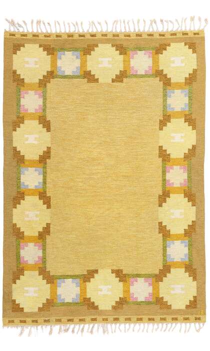 5 x 8 Ingegerd Silow Vintage Swedish Scandinavian Rollakan Rug 79026