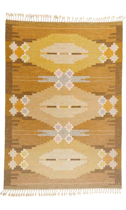 6 x 9 Ingegerd Silow Vintage Swedish Scandinavian Rollakan Rug 79024