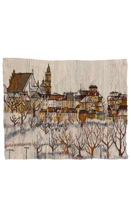 3 x 4 Vintage Irmina Jasek Polish Zimowe Miasto Gobelin Tapestry 79064