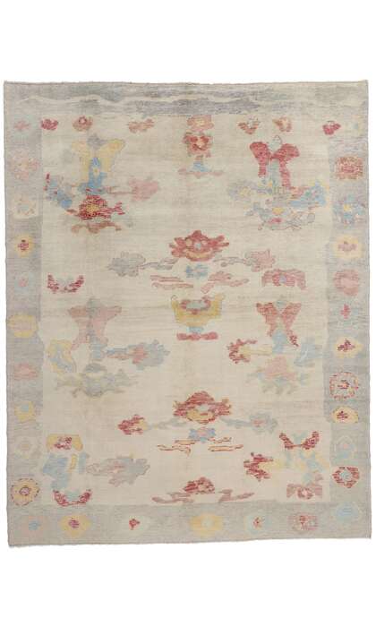 9 x 11 Modern Biophilic Turkish Oushak Rug 53975