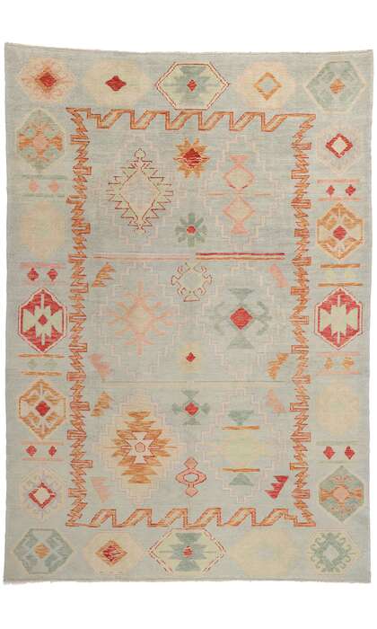 9 x 13 Modern Tribal Turkish Oushak Rug 53979