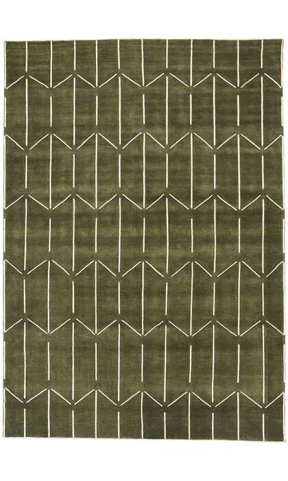 10 x 14 Modern Olive Green Geometric High-Low Rug 31184