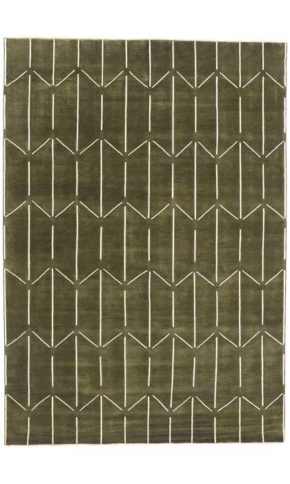 10 x 14 Modern Olive Green Geometric High-Low Rug 31186