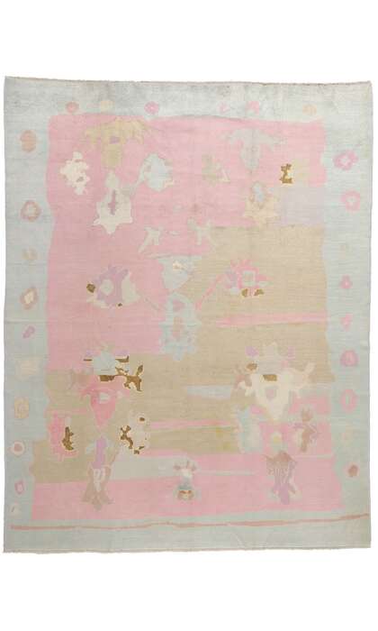 10 x 13 Modern Pink Turkish Oushak Rug 53980