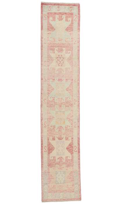 3 x 13 Modern Pink Turkish Oushak Rug Runner 53973