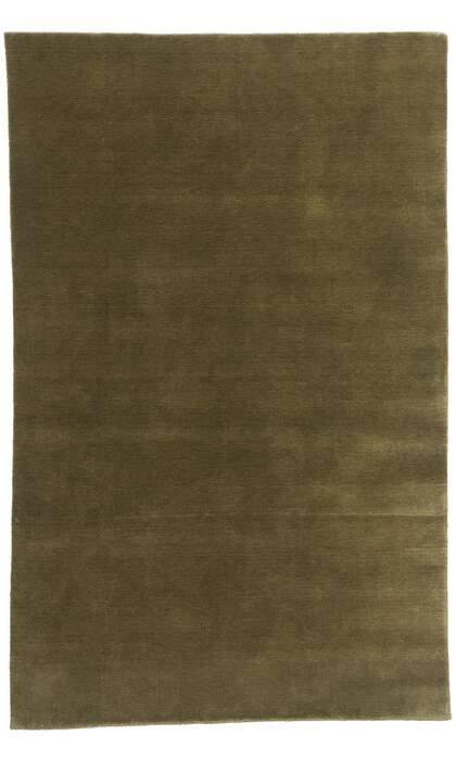 5 x 8 Solid Olive Green Modern Rug 31174