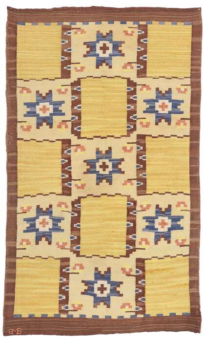 4 x 6 Vintage Swedish Scandinavian Rollakan Rug 79030