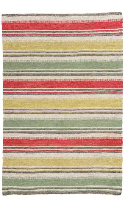 7 x 10 Vintage Swedish Striped Scandinavian Rollakan Rug 79033