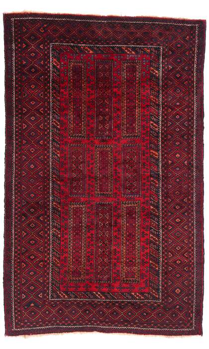 4 x 7 Vintage Turkoman Afghan Rug 79088