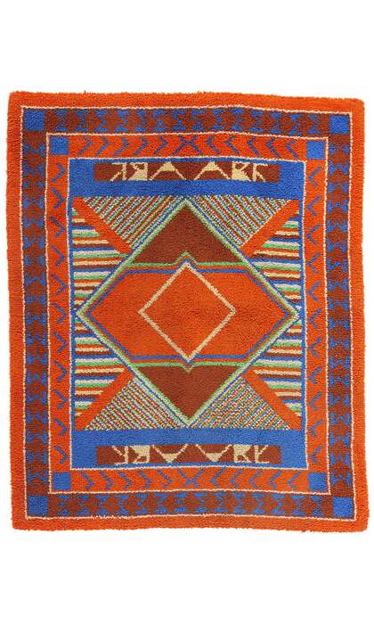 4 x 5 Vintage Southwest Sunrise American Hooked Rug 79015