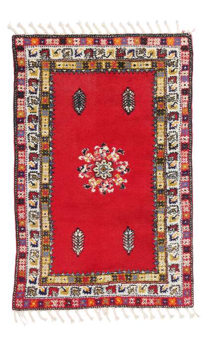 4 x 6 Vintage Red Rabat Moroccan Rug 79005