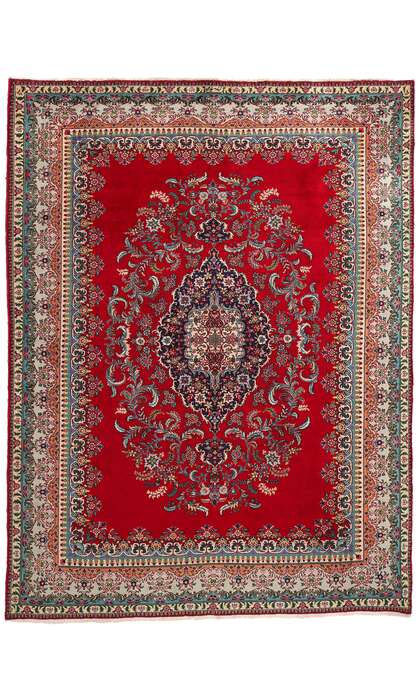 10 x 13 Vintage Red Persian Tabriz Rug 79067