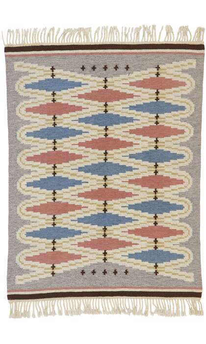 4 x 6 Vintage Swedish Scandinavian Rollakan Rug 78108