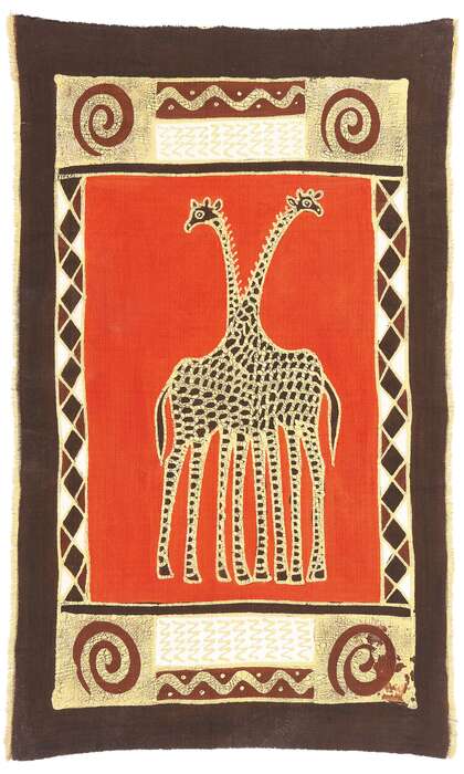 3 x 5 Vintage African Giraffe Batik Tapestry 79089